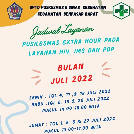 Layanan Puskesmas EXTRA HOUR di bulan JULI 2022