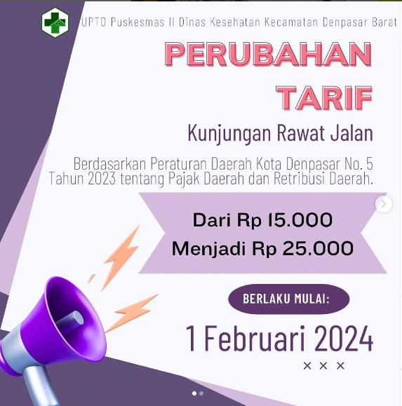 Perubahan tarif kunjungan rawat jalan
