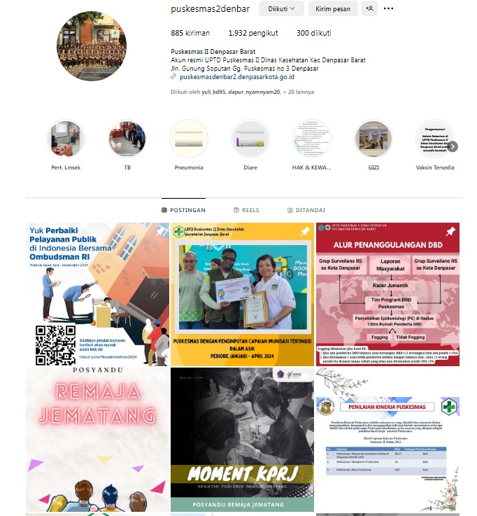 Untuk Informasi lain terupdate dan terbaru silahkan kunjungi instagram Puskesmas II Denpasar Barat