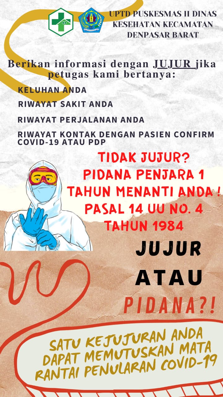 Semakin hari penderita COVID-19 semakin MENINGKAT KEJUJURAN anda sangatlah penting untuk memutus mata rantai penyebaran COVID-19