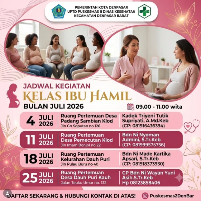 JADWAL KEGIATAN KELAS IBU HAMIL - BULAN JULI 2026